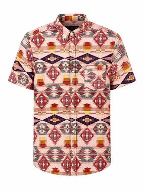 Brooklyn Cloth Southwestern Aztec Print Button-Up Shirt 100% Cotton Western L